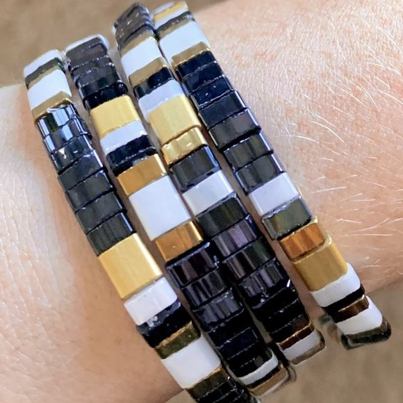 Handmade Friendship Miyuki Tila Glass Beaded Elastic Stretch Bracelets 6 Styles - Picture 8 of 14